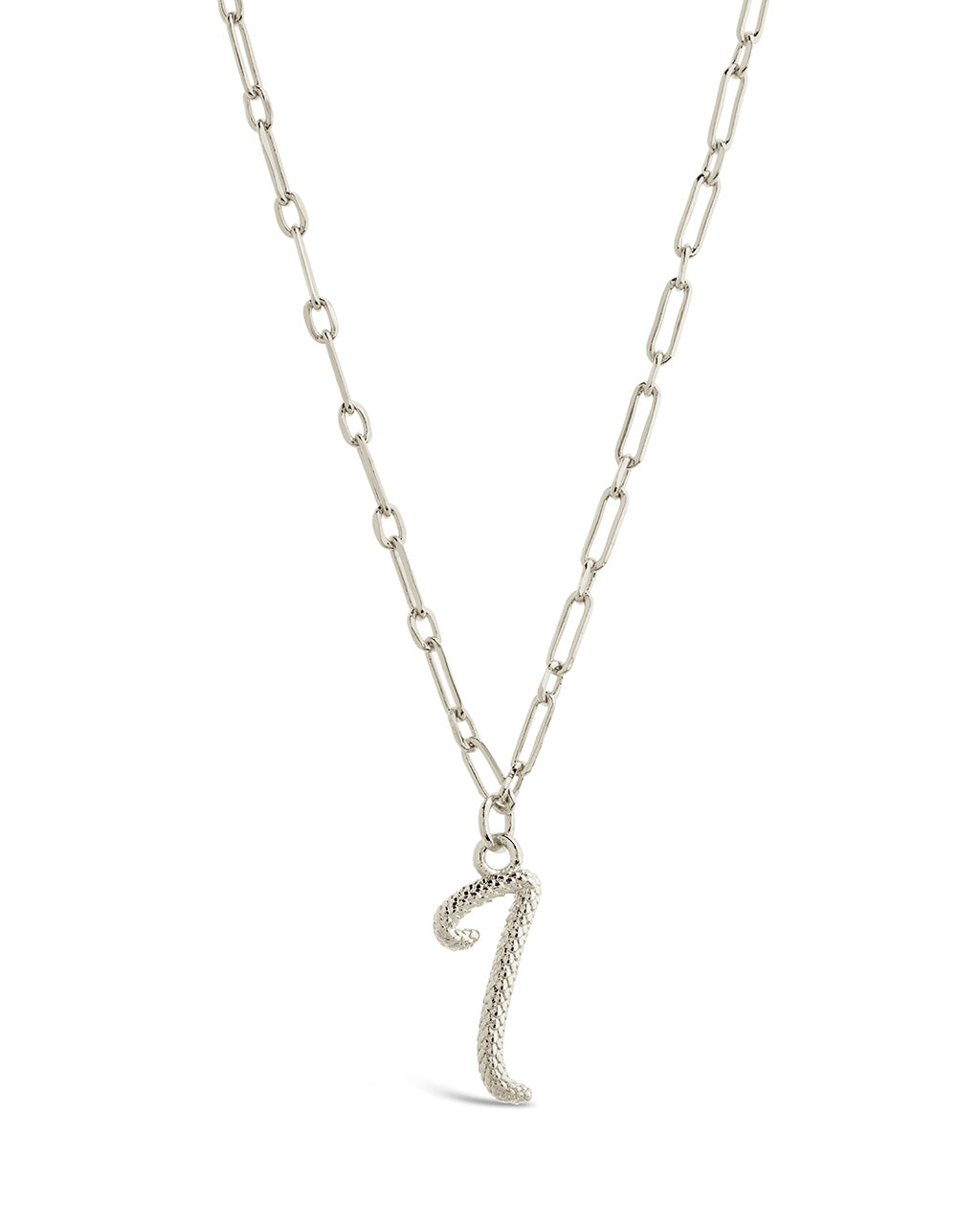 Textured Initial Charm Pendant Necklace