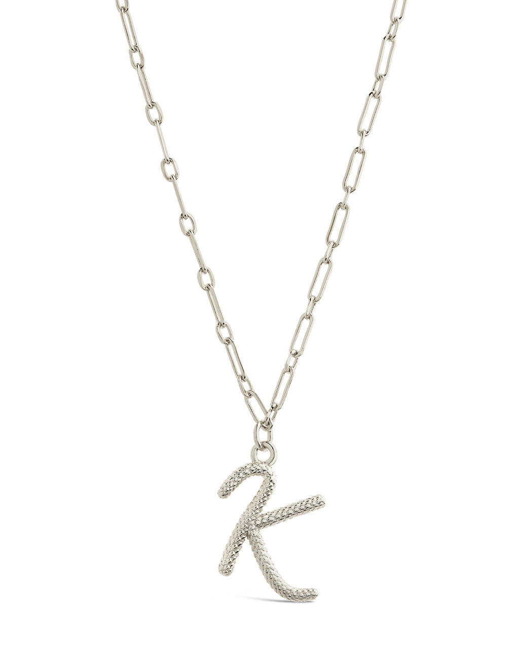 Textured Initial Charm Pendant Necklace