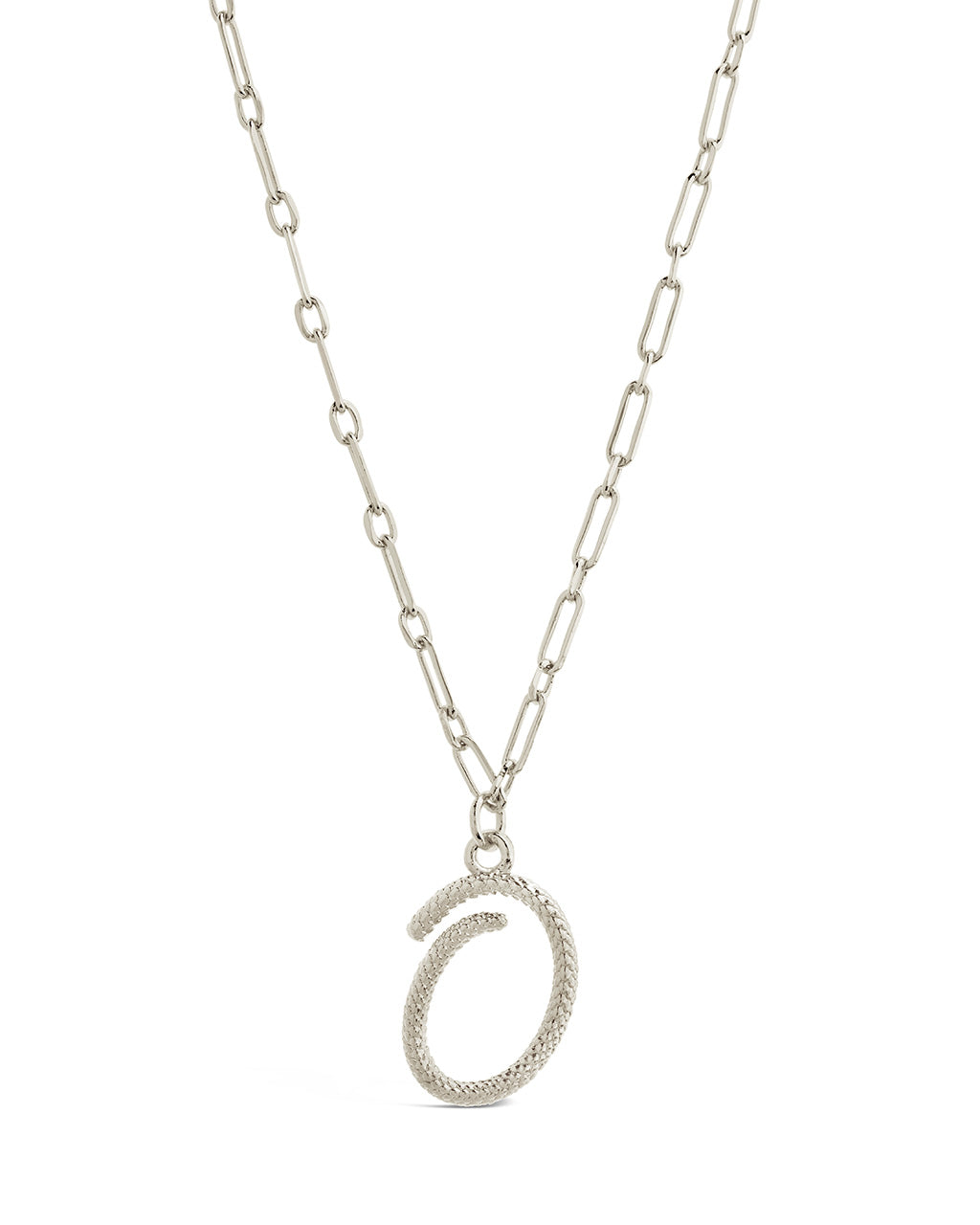 Textured Initial Charm Pendant Necklace