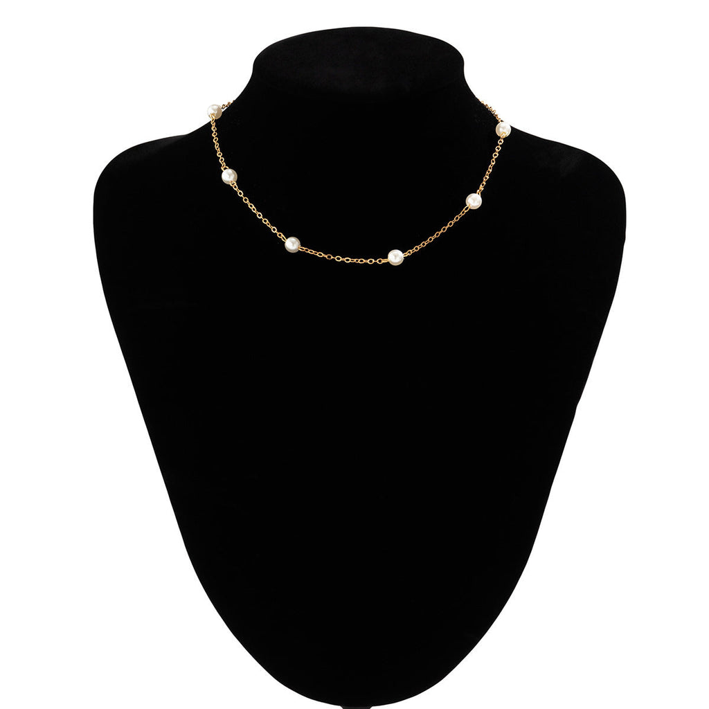 Elegant Imitation Pearl Chain Wed Bridal Jewelry Set