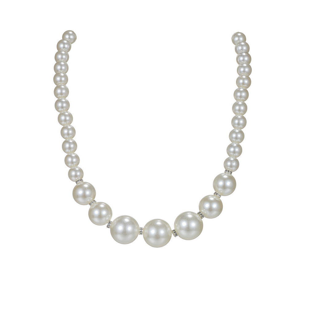 Large White Pearl Women Wedding Party Jewelry Set