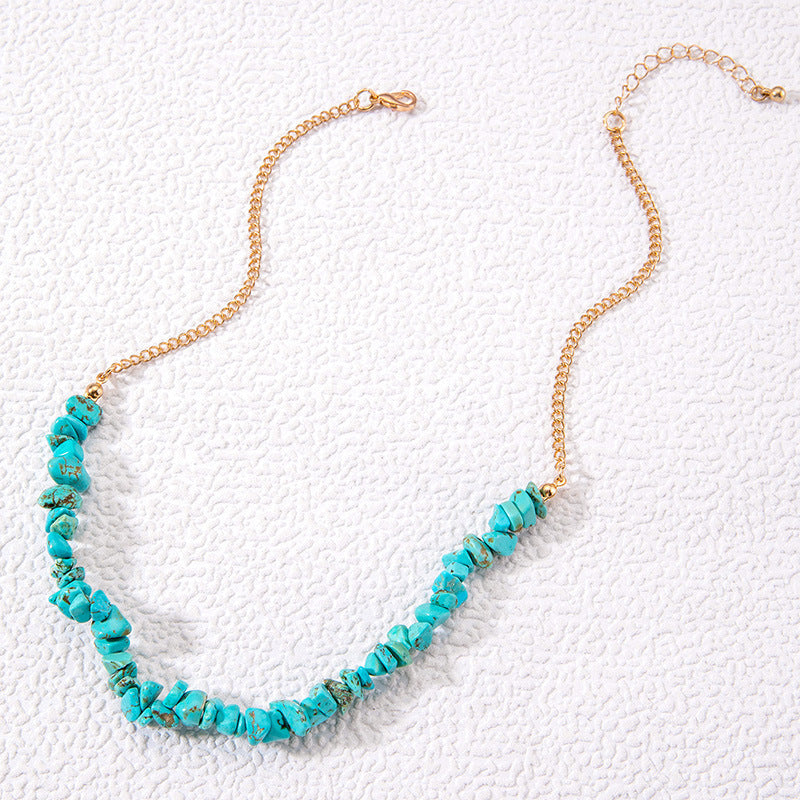 Bohemian Natural Stone Bead Choker Irregular Gravel Stone Necklace