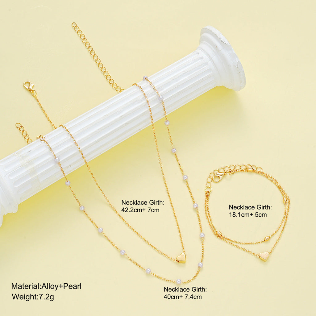 Vintage Metal Love Heart Necklace Set