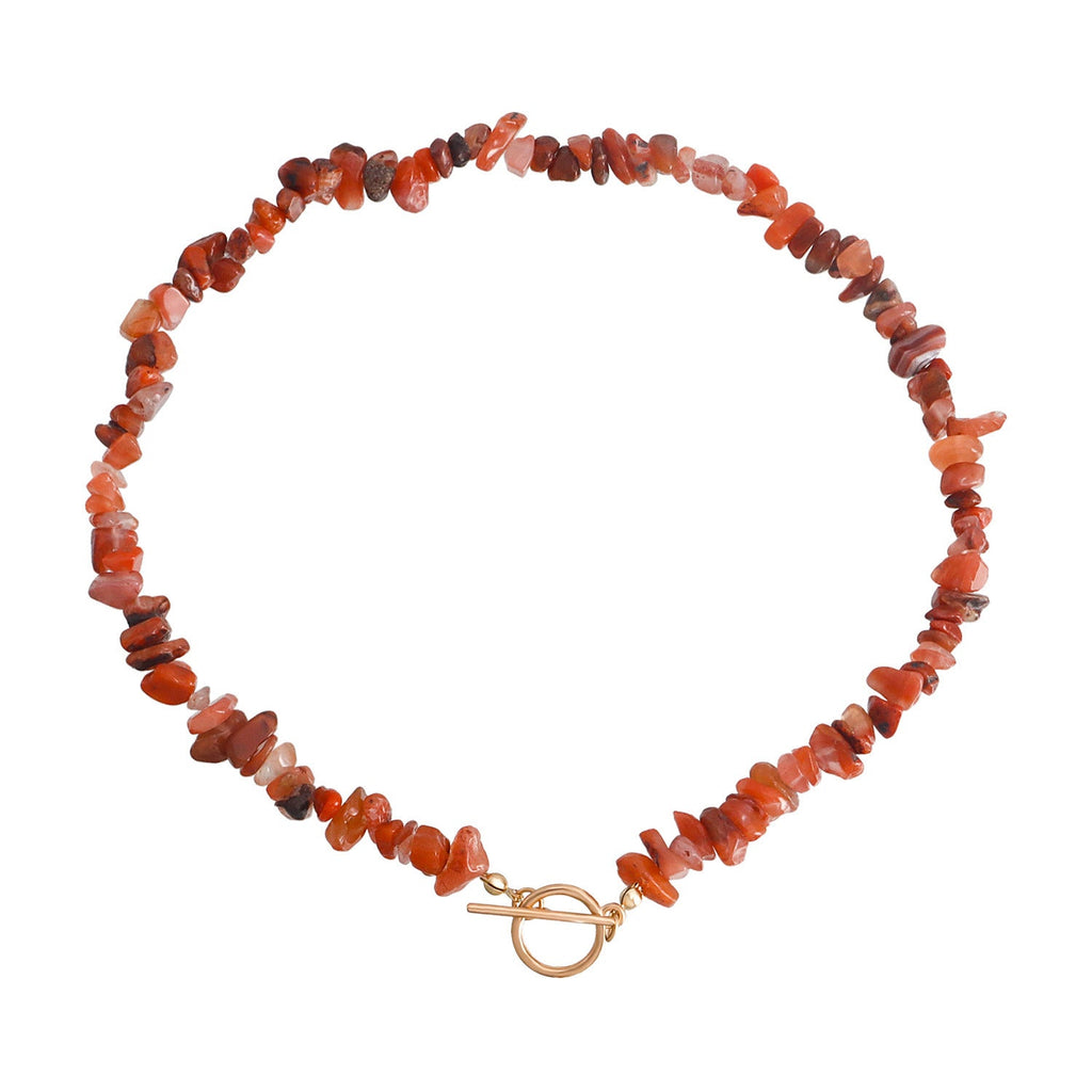 Vintage Sexy Red Gravel Natural Stone Necklace