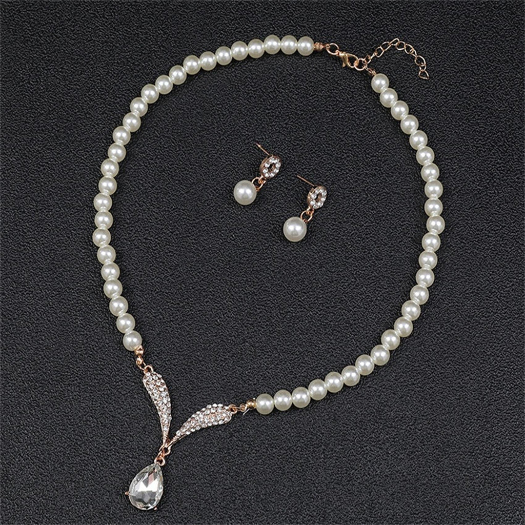 Lady Pearl Jewelry Sets Necklace Earrings Wedding Jewelry Sets