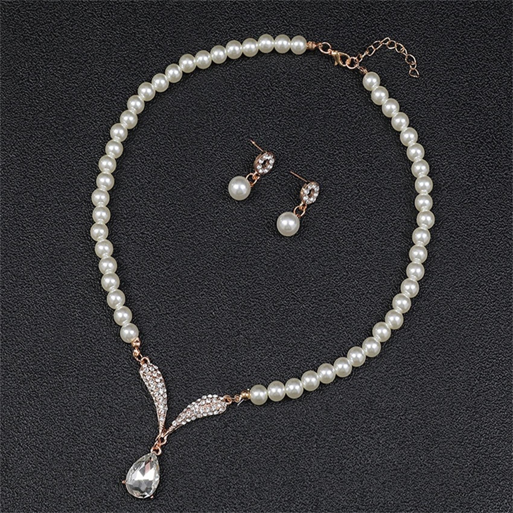 Lady Pearl Jewelry Sets Necklace Earrings Wedding Jewelry Sets