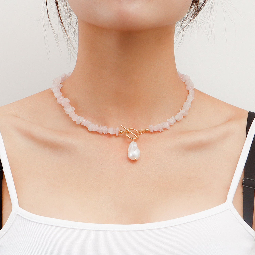 Natural Gravel Gemstone OT Buckle Necklace