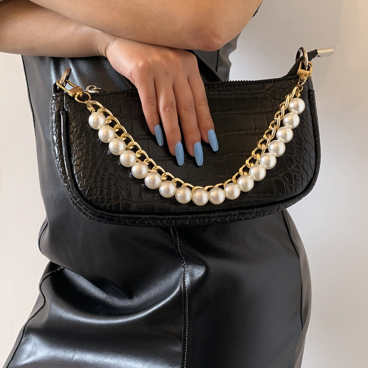 Pearl Purse Chain Short Handle Bag Strap