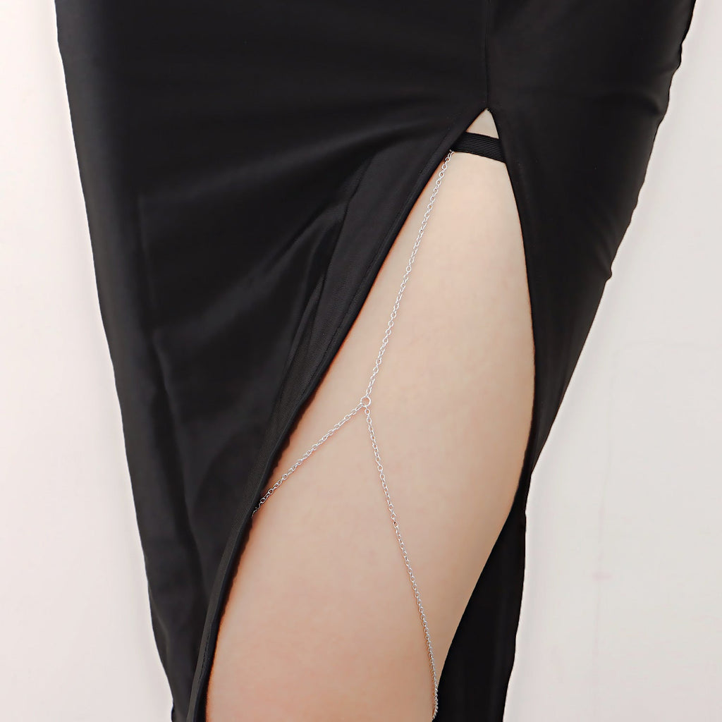 Sexy Multilayer Plain Chain Elastic Thigh Chain
