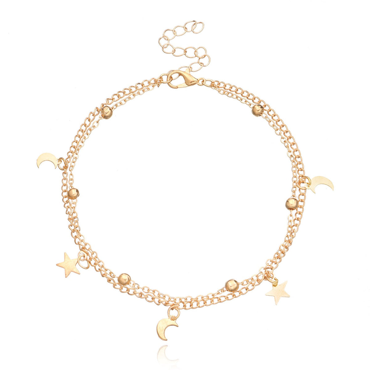 Summer Beach Sexy Double Layered Round Beads Star Feet Chain