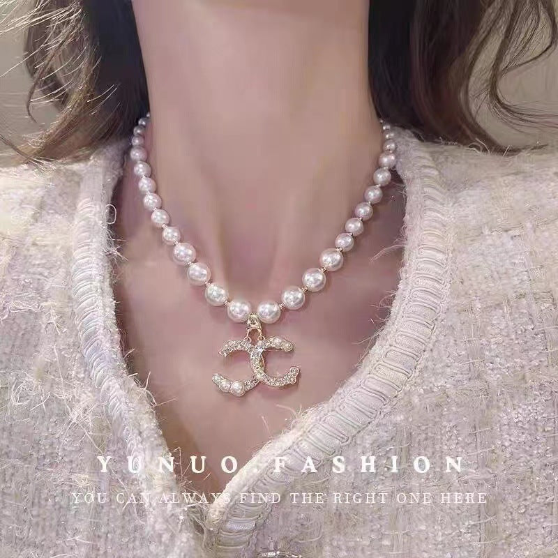 Elegant Women Wedding Pearl Pendant Earrings Necklace Sets