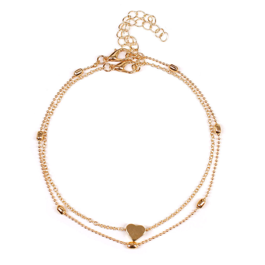 Heart Feet Double Layer Beach Anklets Jewelry