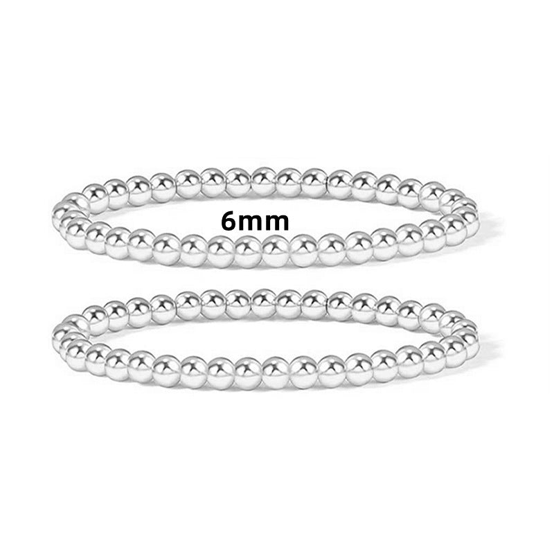 Metallic Round Bead Stretch Bracelet Set