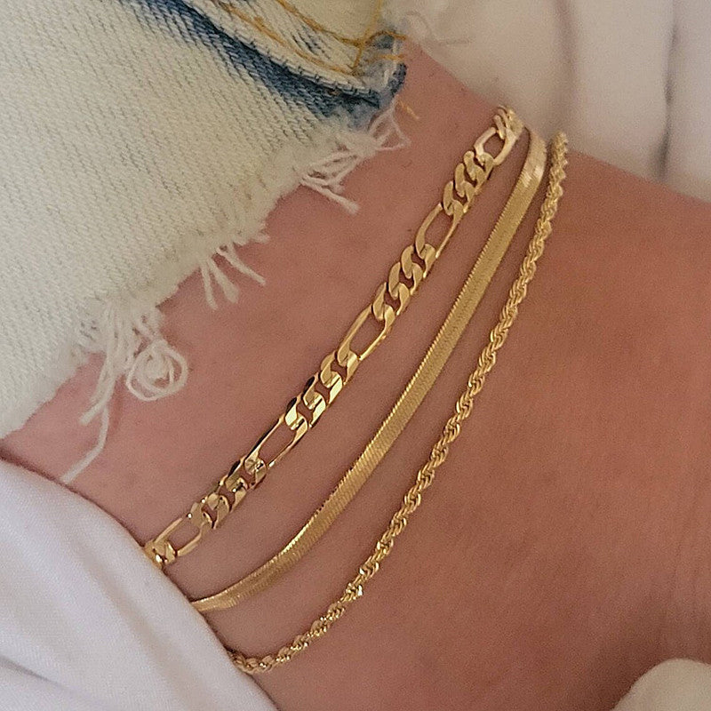 Layered Butterfly Twists Chain Anklet Jewelry