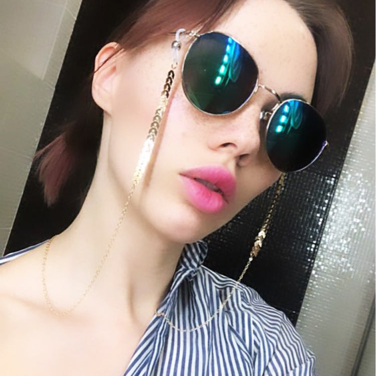Thin Border Chain Decorative Sunglasses for Girls