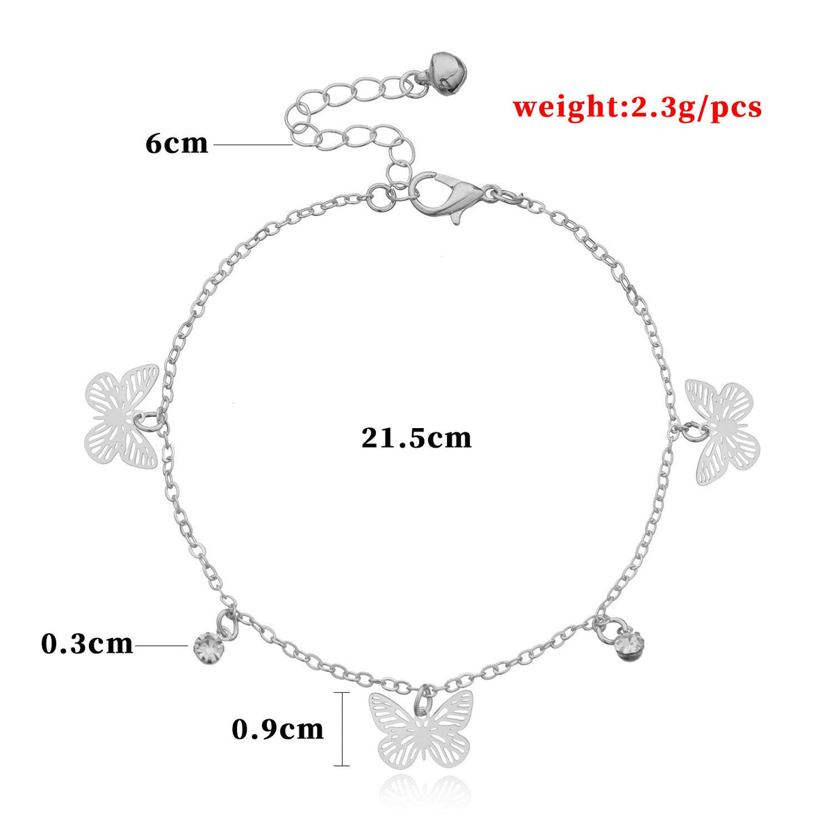 Summer Beach Butterfly Crystal Foot Ankle Chain