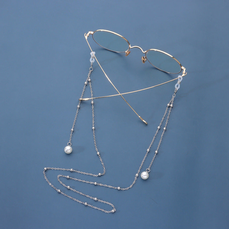 Pearl Tassel Long Glasses Metal Round Bead Chain