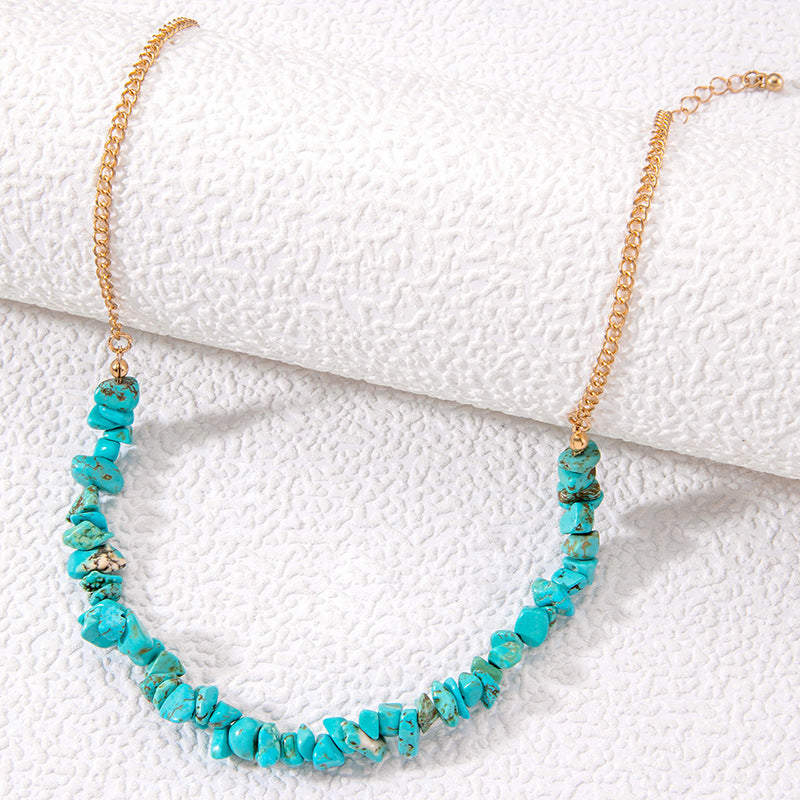 Bohemian Natural Stone Bead Choker Irregular Gravel Stone Necklace