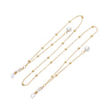 Pearl Tassel Long Glasses Metal Round Bead Chain Face