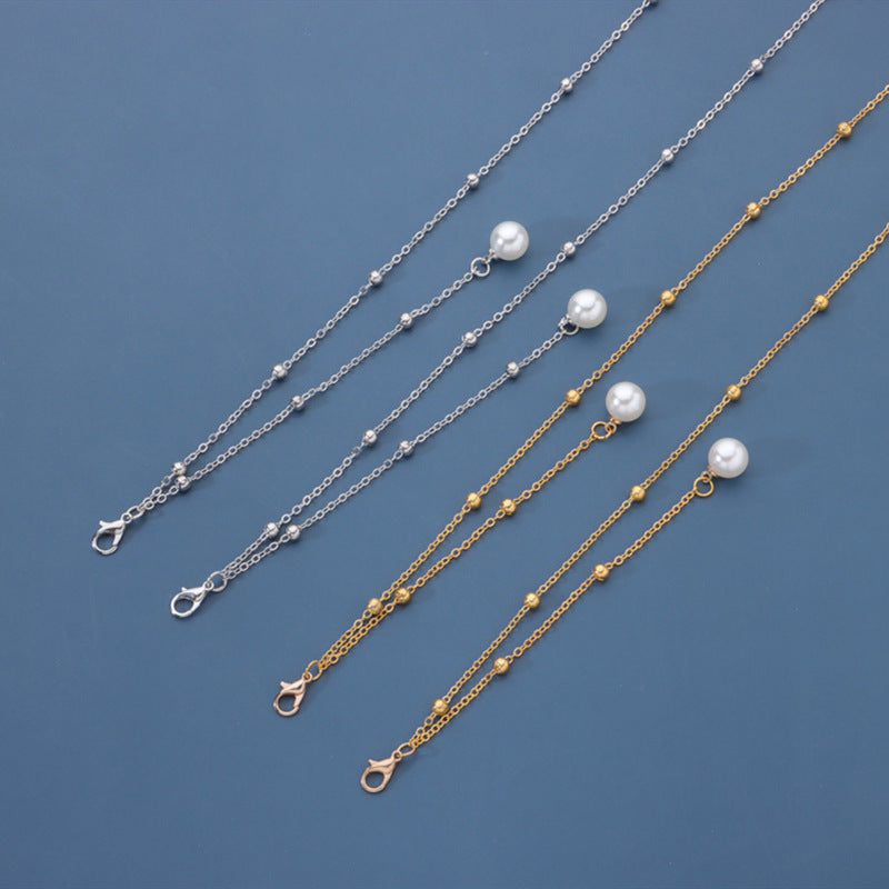 Pearl Tassel Long Glasses Metal Round Bead Chain