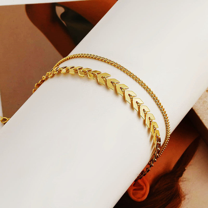 Metal Thick Chain Double Ankle Bracelet for Women