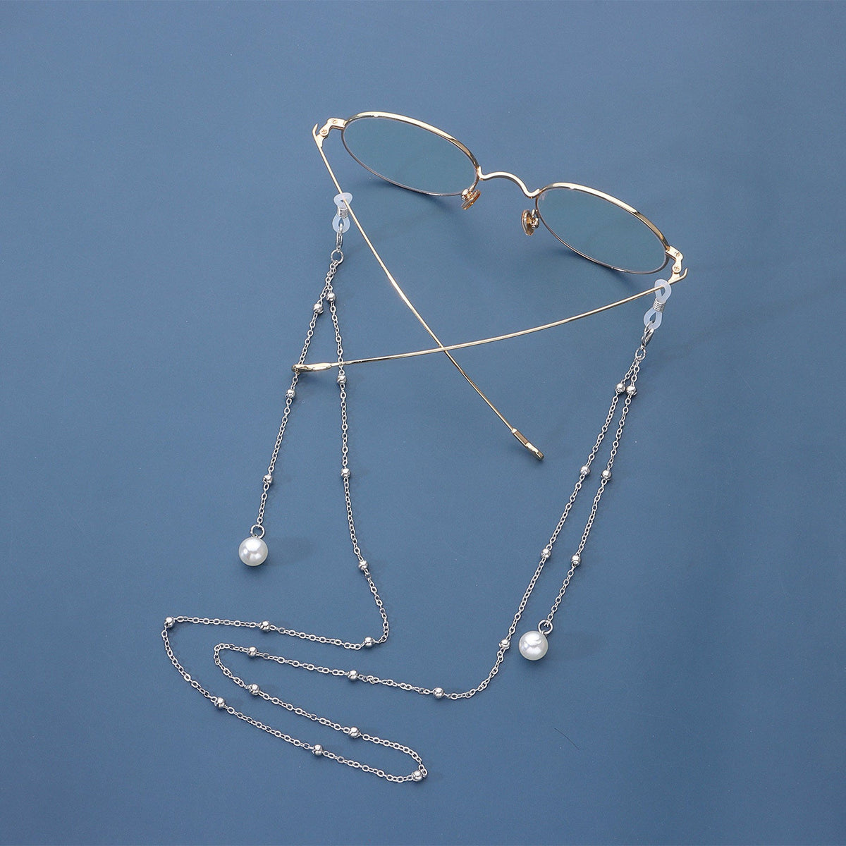 Pearl Tassel Long Glasses Metal Round Bead Chain Face