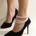 Imitation Pearl Beaded Tassel Anklet Jewelry