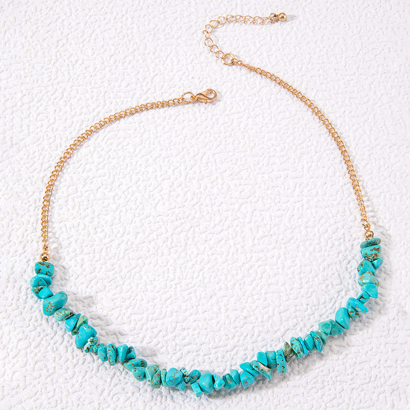 Bohemian Natural Stone Bead Choker Irregular Gravel Stone Necklace