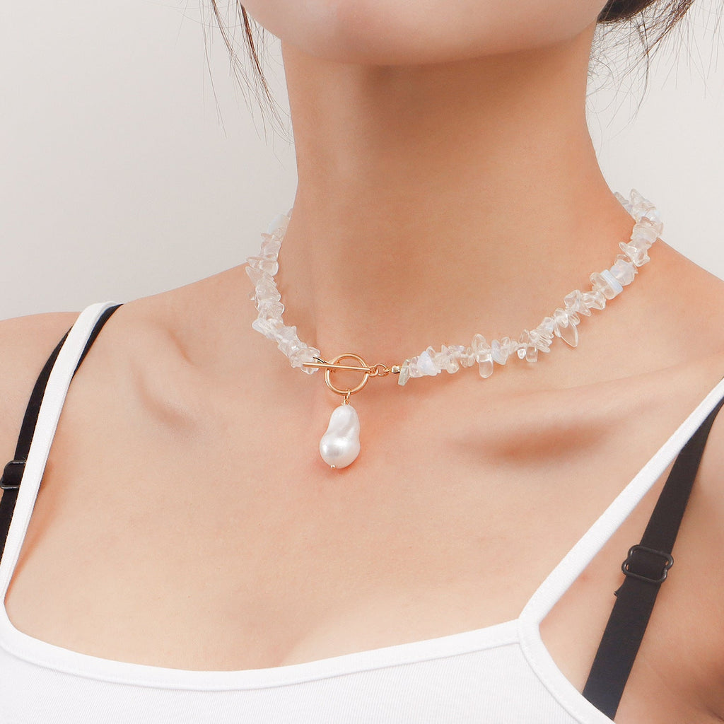 Natural Irregular transparent Stone Necklace