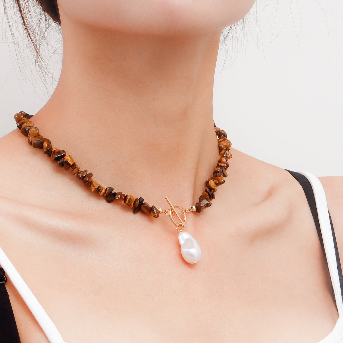 Natural Gemstone Beaded Choker Necklace