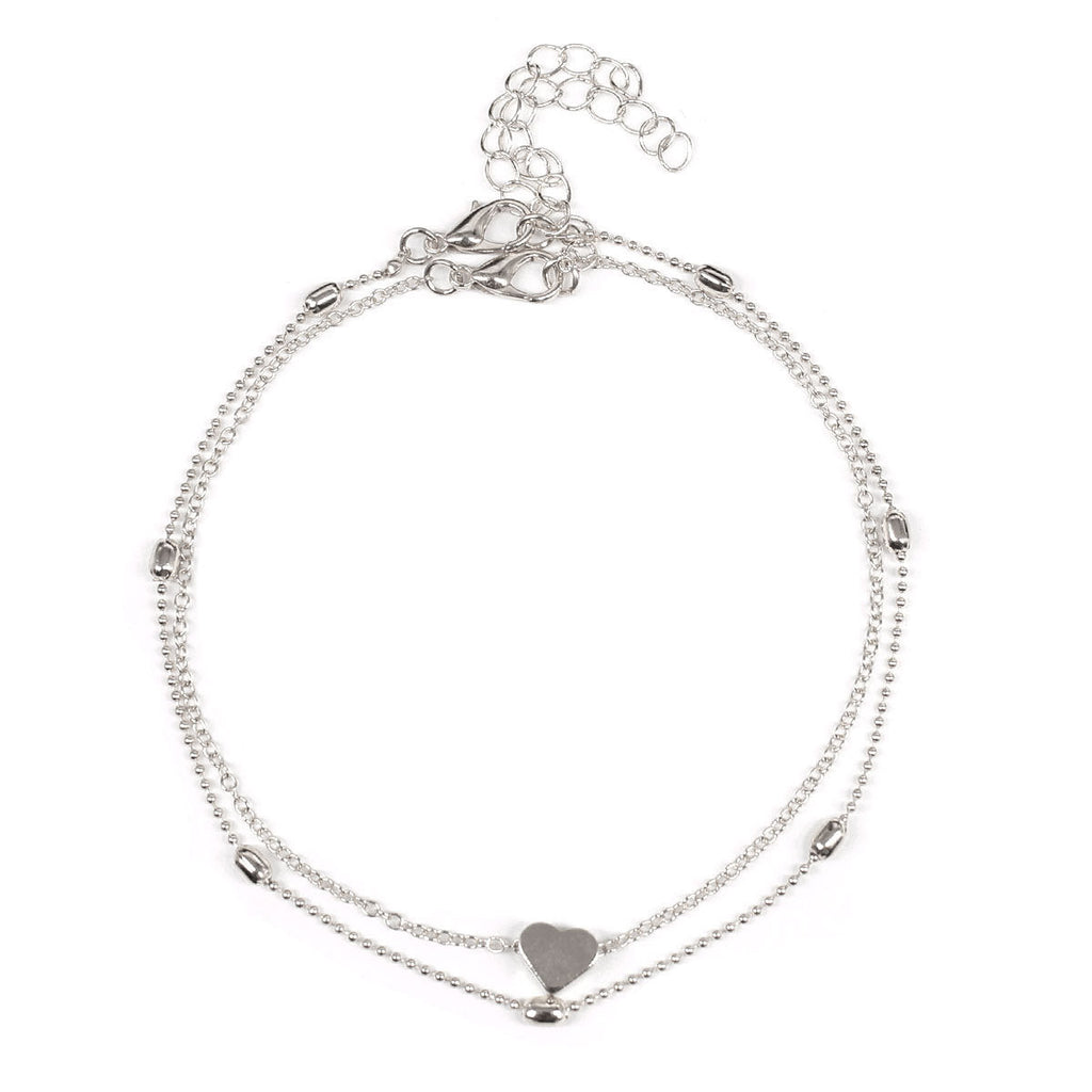 Heart Feet Double Layer Beach Anklets Jewelry
