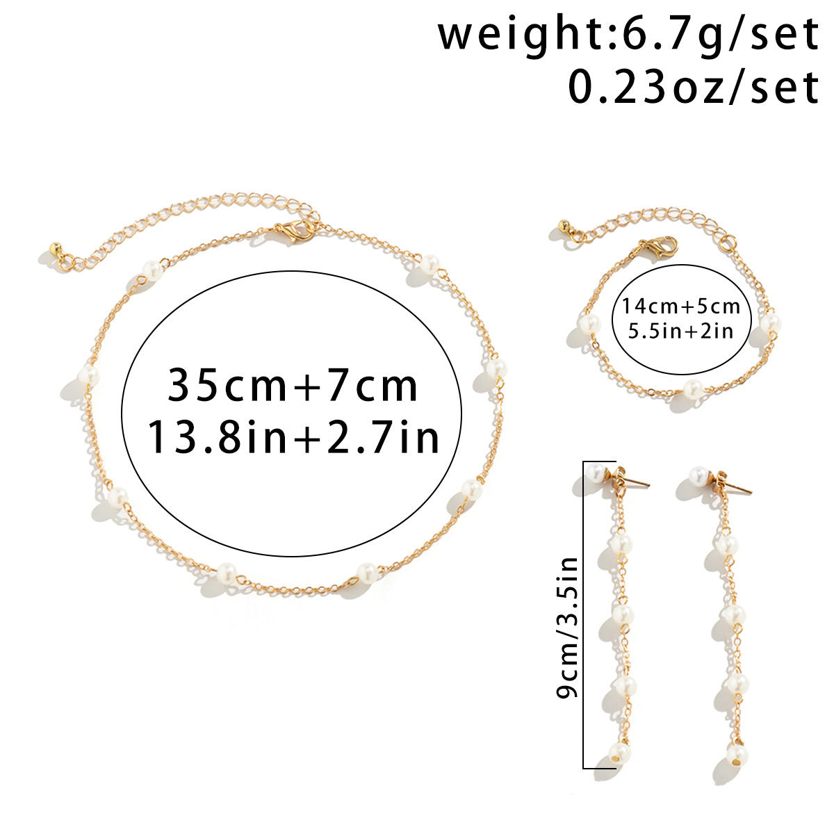 Small Imitation Pearl Beads Chains Necklaces/Earrings/Bracelets Sets