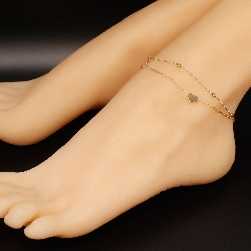 Heart Feet Double Layer Beach Anklets Jewelry
