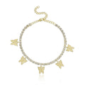 Rhinestone Butterfly Ankle Chain