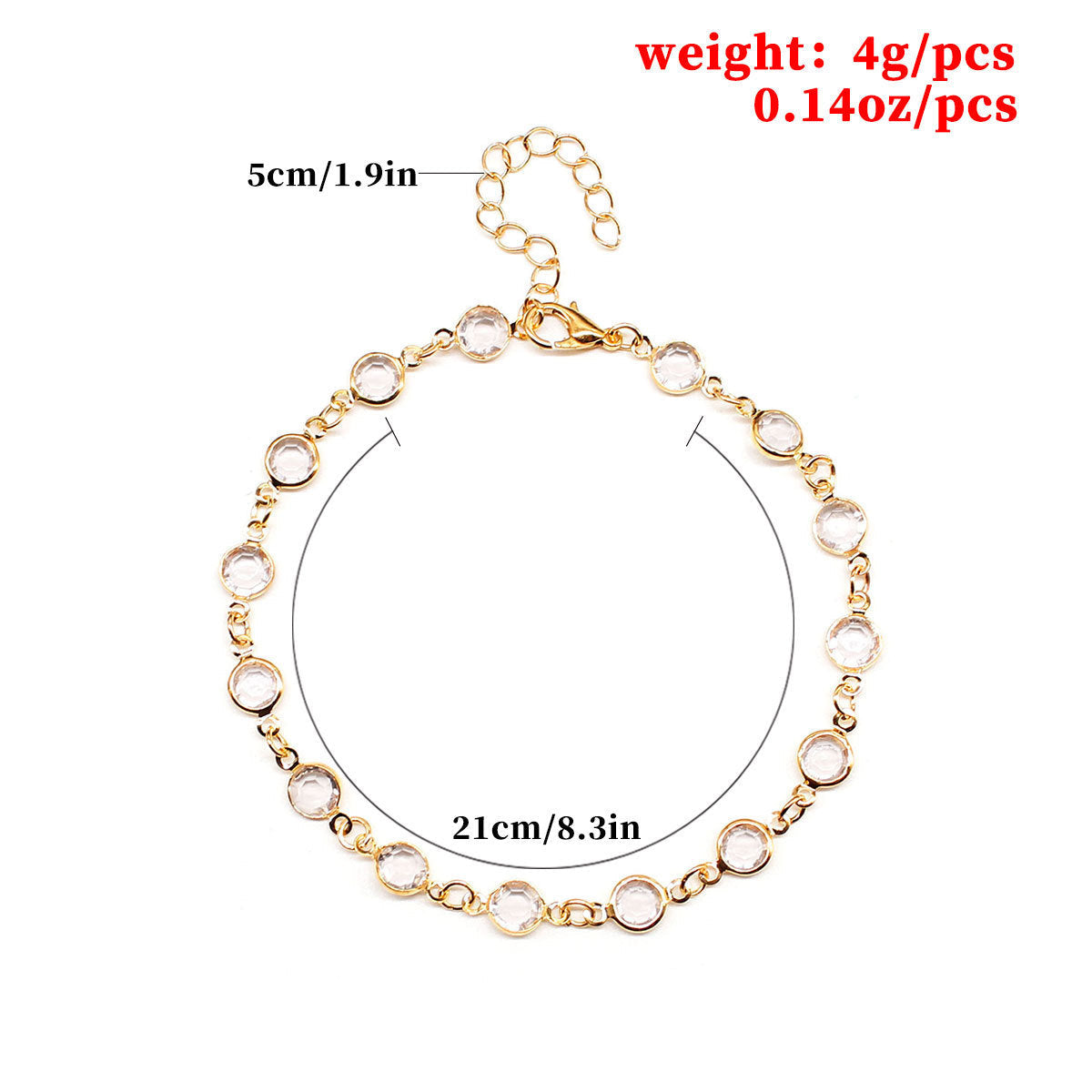 Crystal Stone Chain Anklet Jewelry