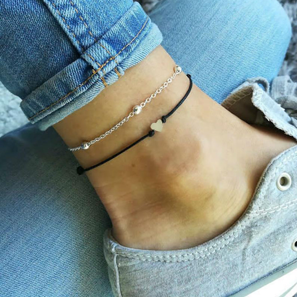Handmade Lovely Heart Charm foot Bracelet