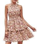 Summer Halter Backless Printed Sleeveless Dress Women Clothing