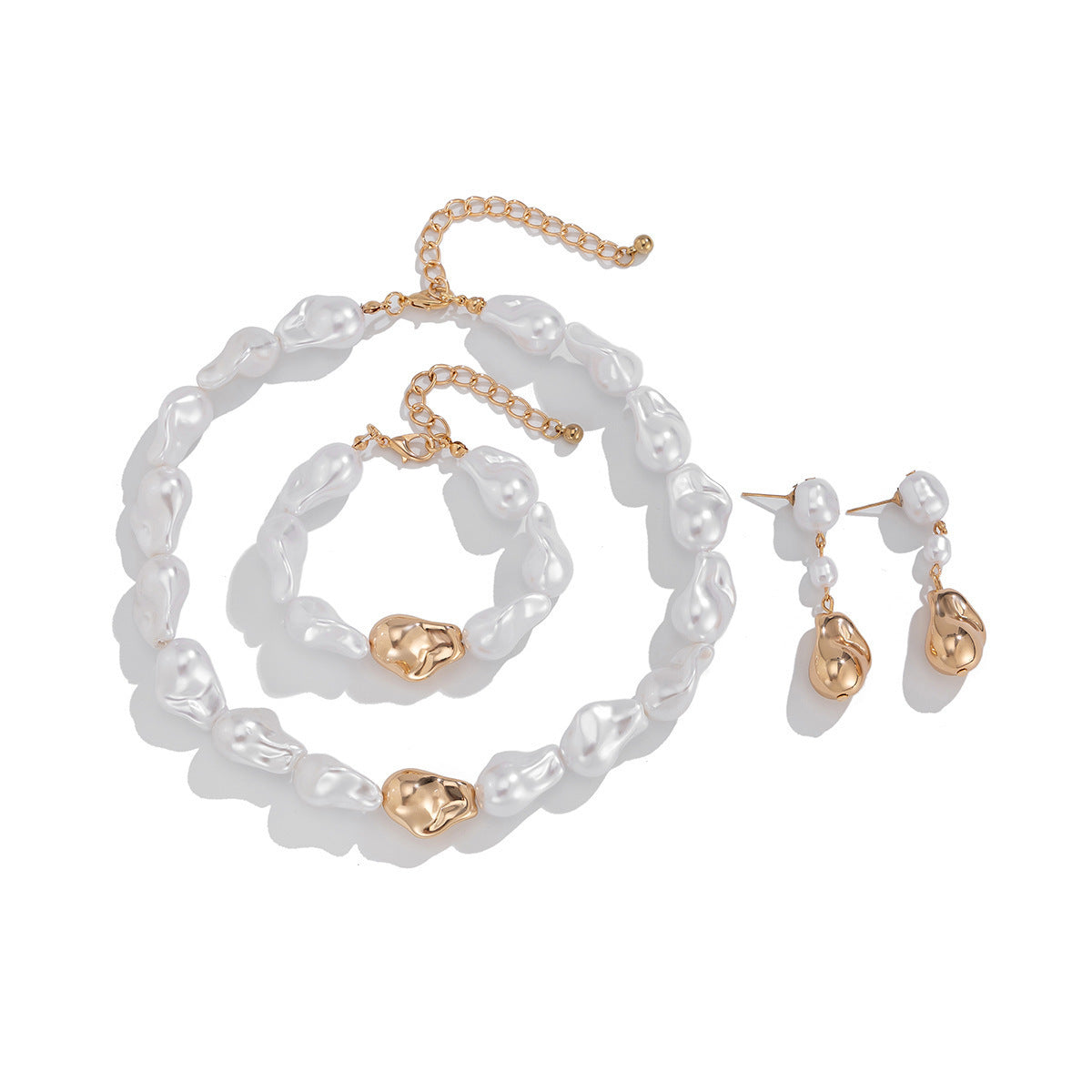 Vintage Faux Pearl Baroque Necklace & Bracelet Set