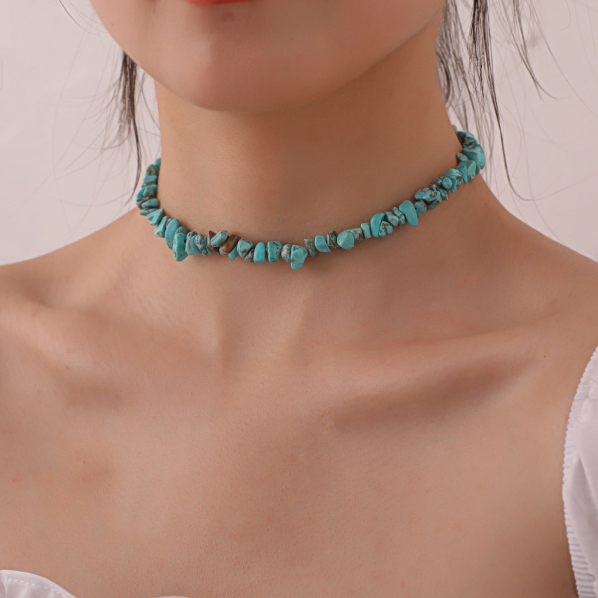 Bohemian Natural Stone Beaded Choker Necklace