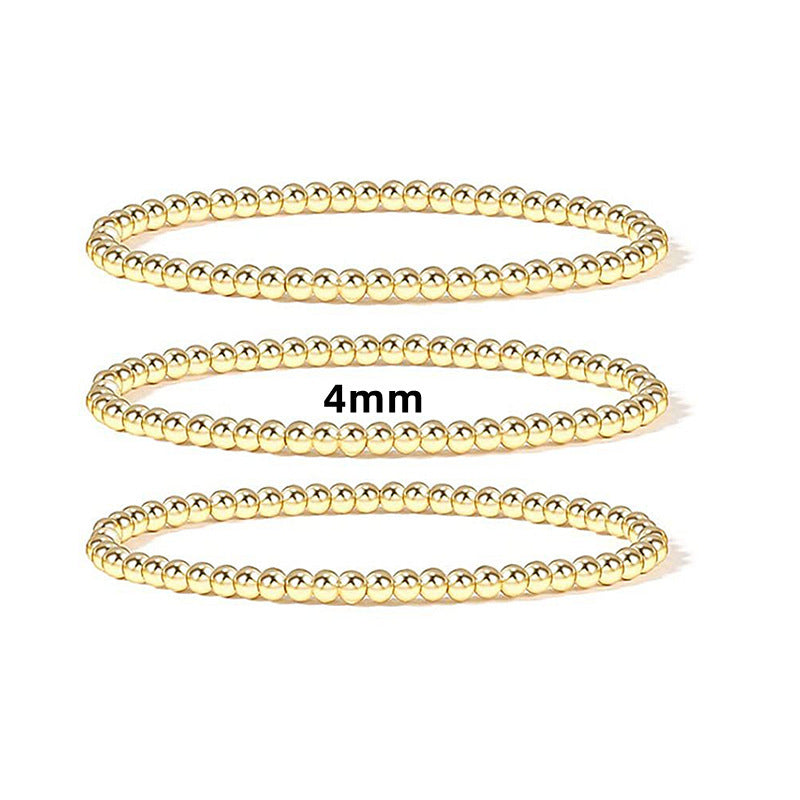 Metallic Round Bead Stretch Bracelet Set