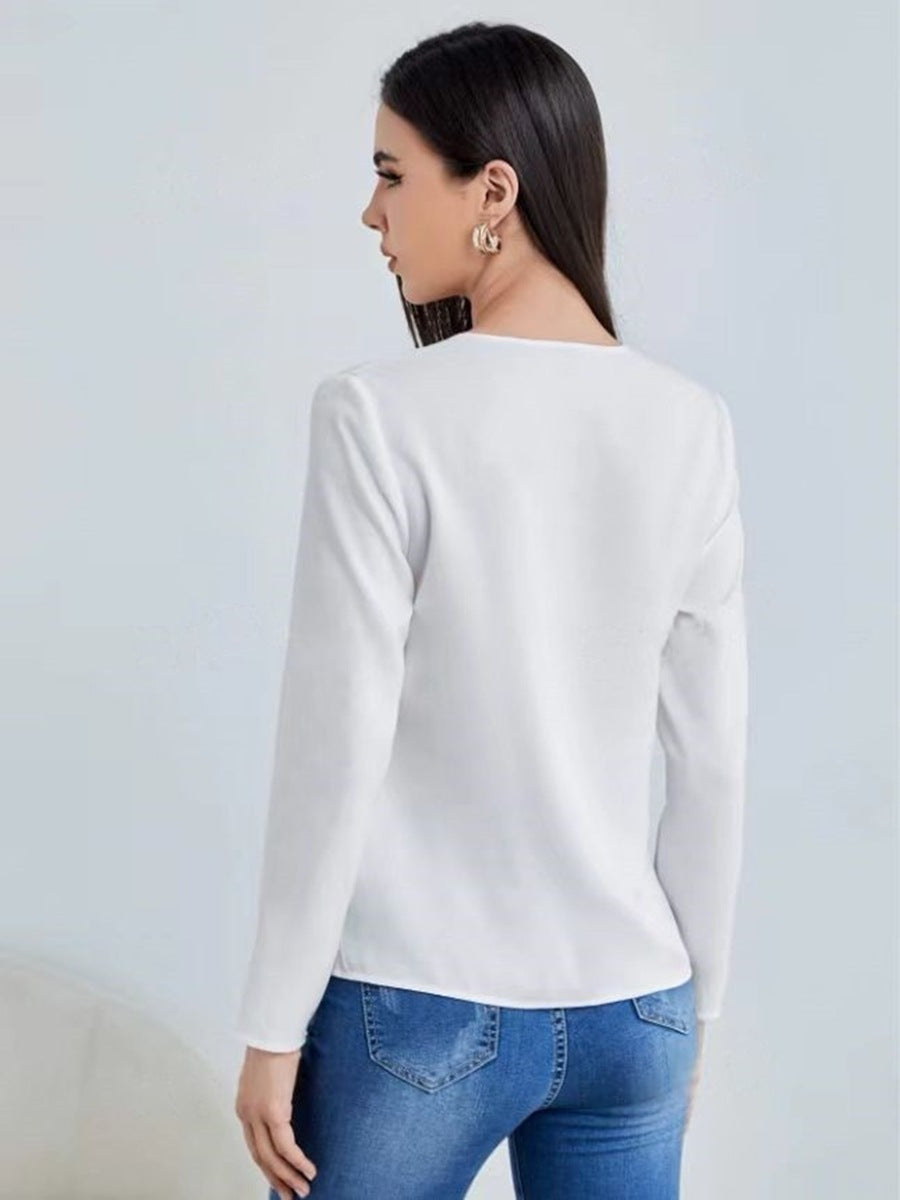 Women Clothing Spring Summer Satin Faux Silk Shirt Satin
