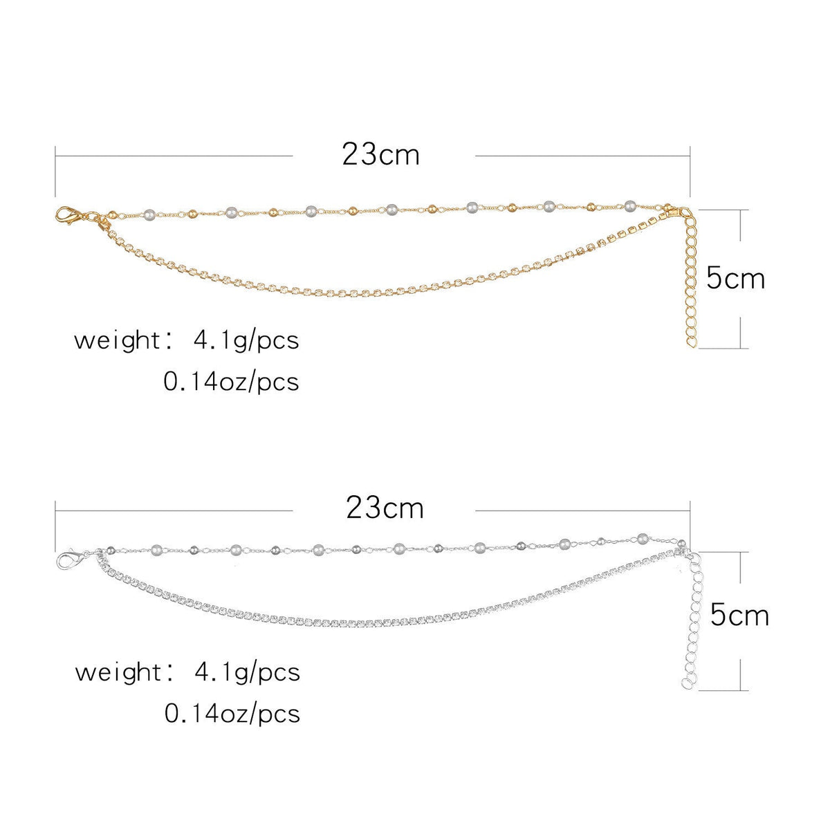 Bohemian Fancy Double Chain Tassel Crystal Anklet Jewelry