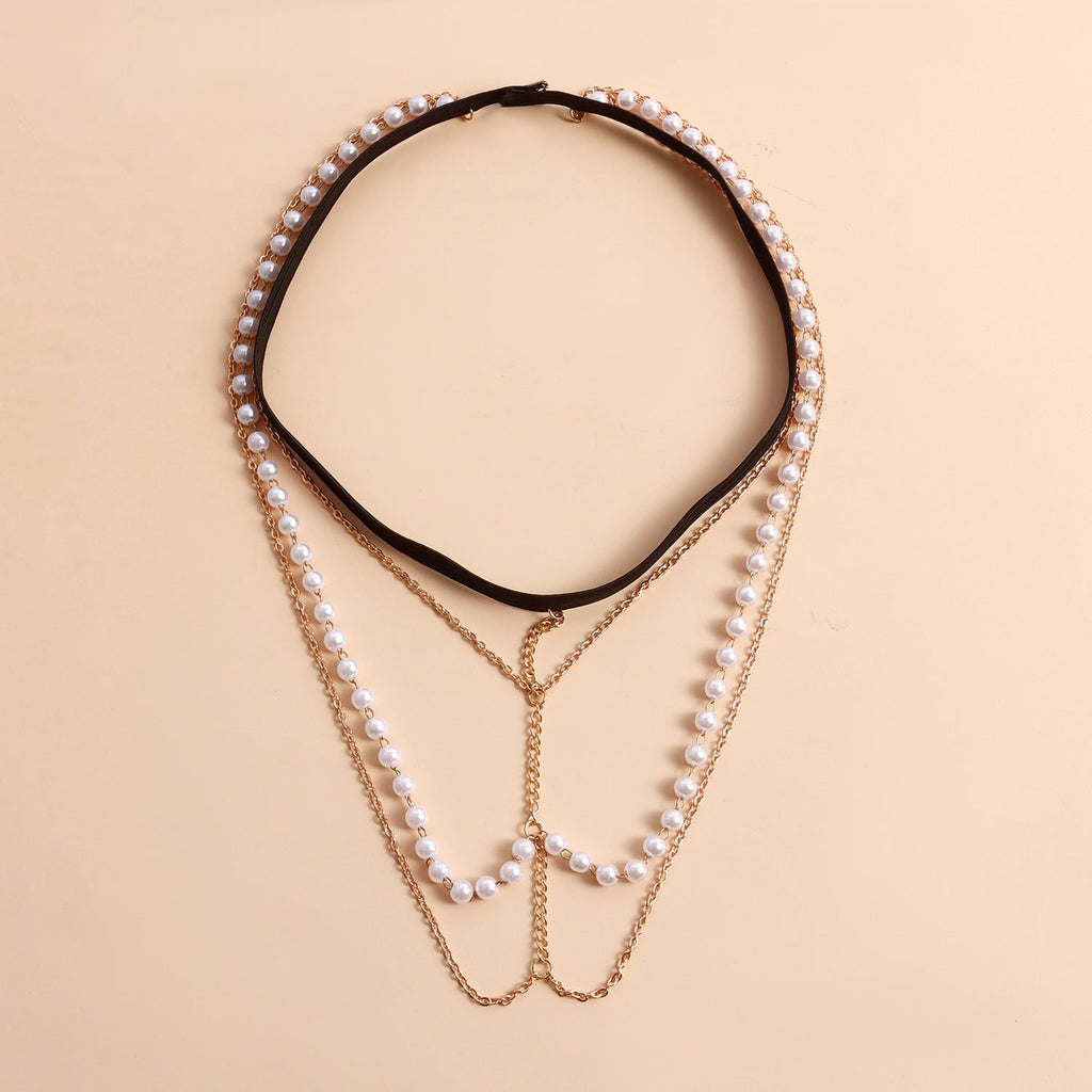 Sexy Beach Body Chain Nightclub Party Multi-layer Pearl Leg Chain