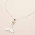 Round Whale Tail Link Drop Charm Pendant Necklace