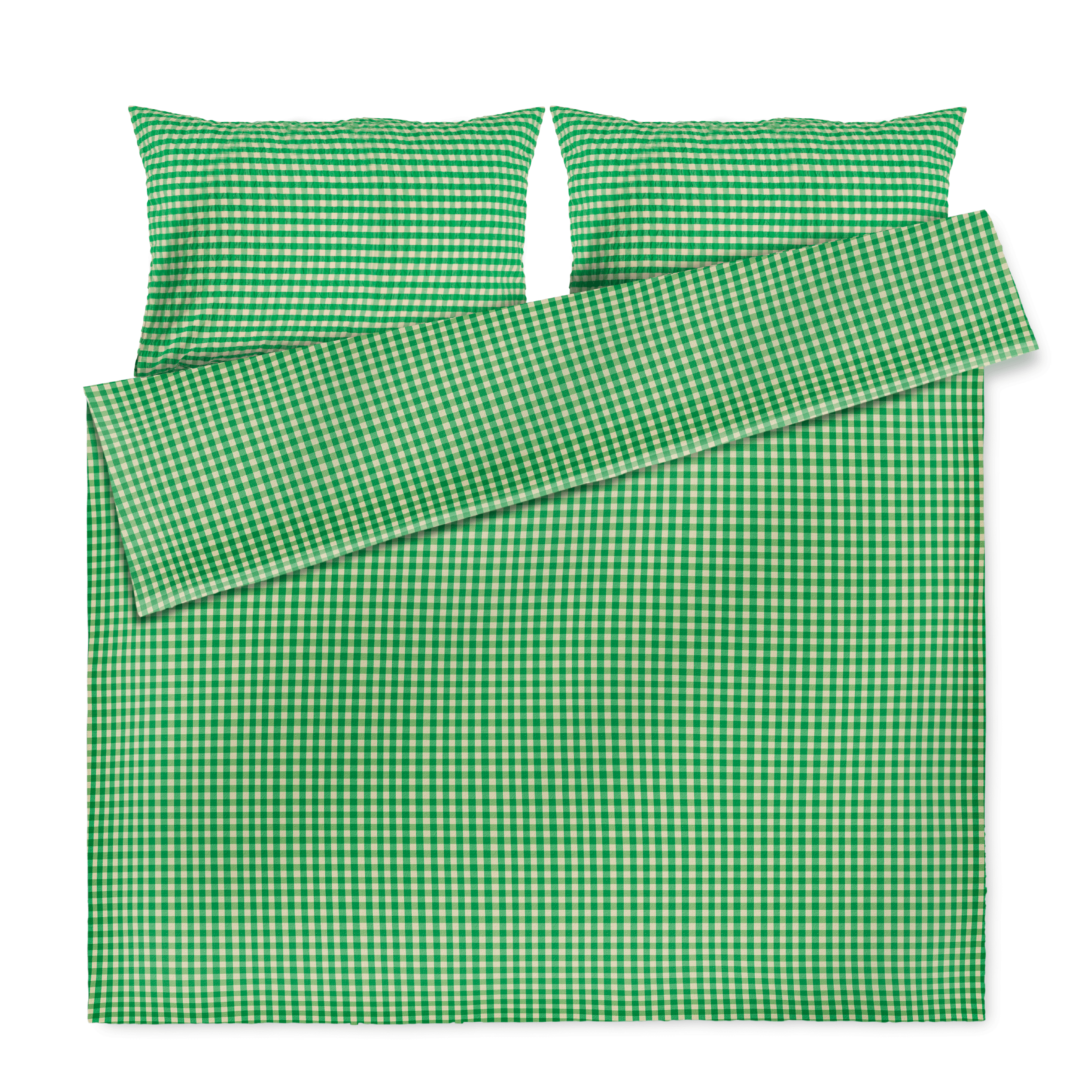 JUNA Bæk&Bølge Duvet Cover Set, Full, Green/Sand