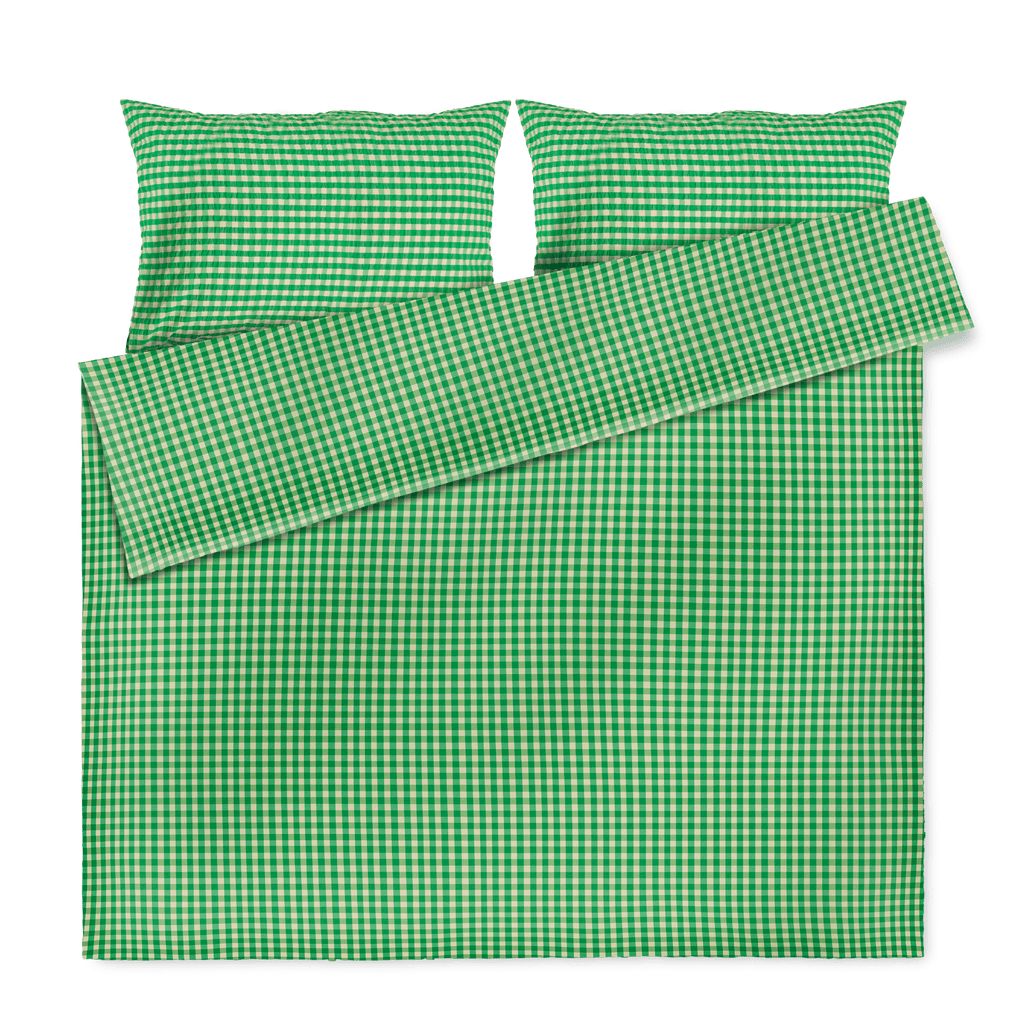JUNA Bæk&Bølge Duvet Cover Set, Queen, Green/Sand