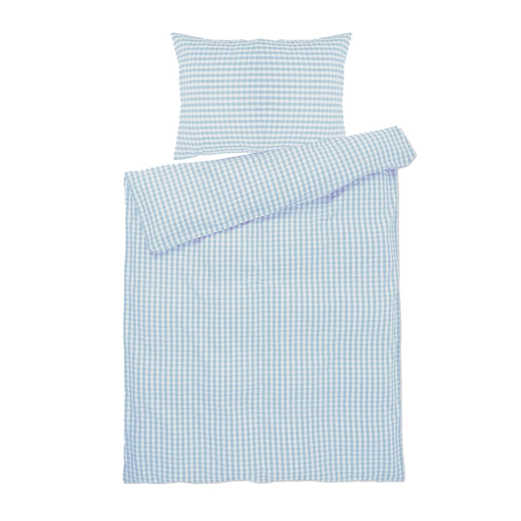 JUNA Bæk&Bølge Duvet Cover Set, Twin, White/Light Blue