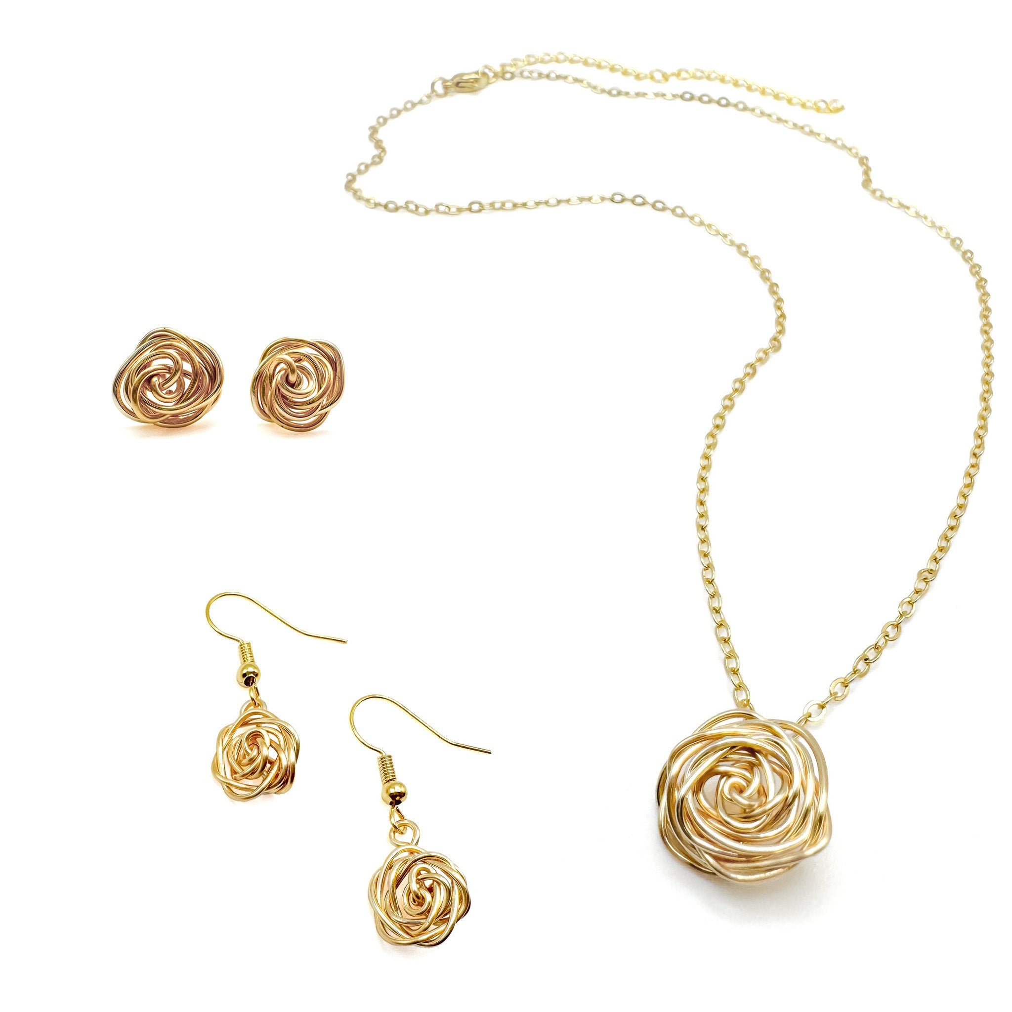 Rosette gold stud earrings