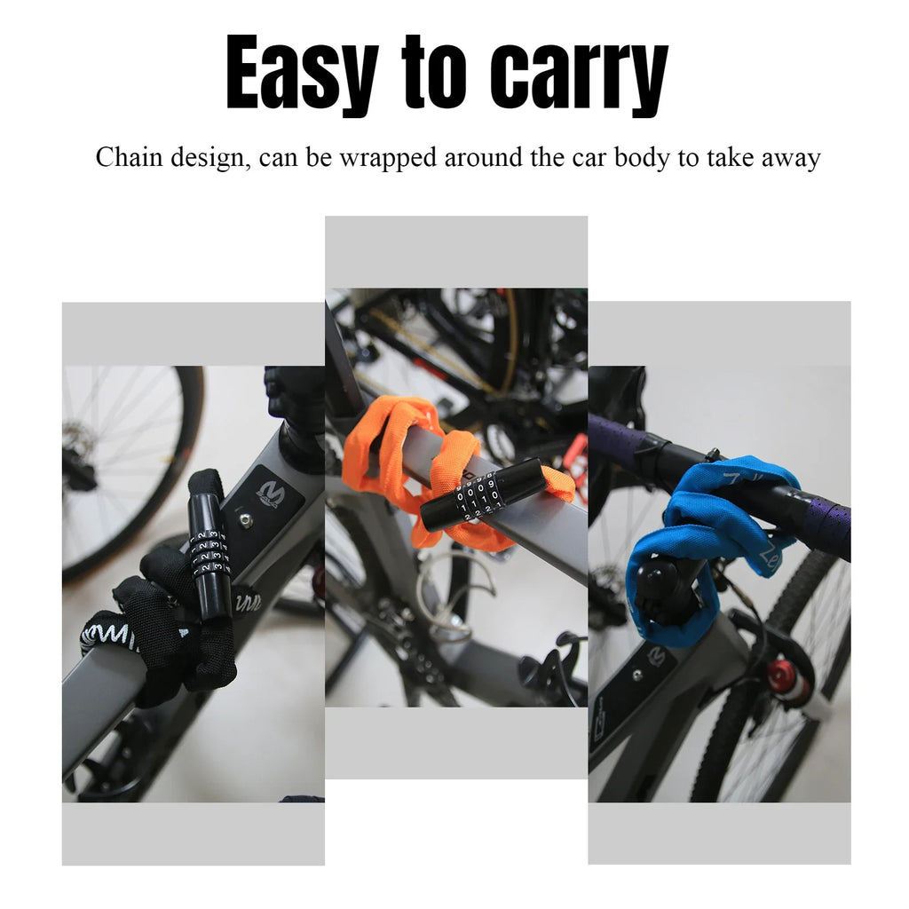 Zellmann Bicycle Chain Lock Password High Security MTB Mountain Bike Password For Cycling Electric E-Bike Cycling Accessories