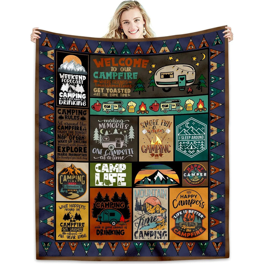 Camping blanket for camping enthusiasts, creative gifts for men or women, gifts for outdoor campers, holiday birthday gifts